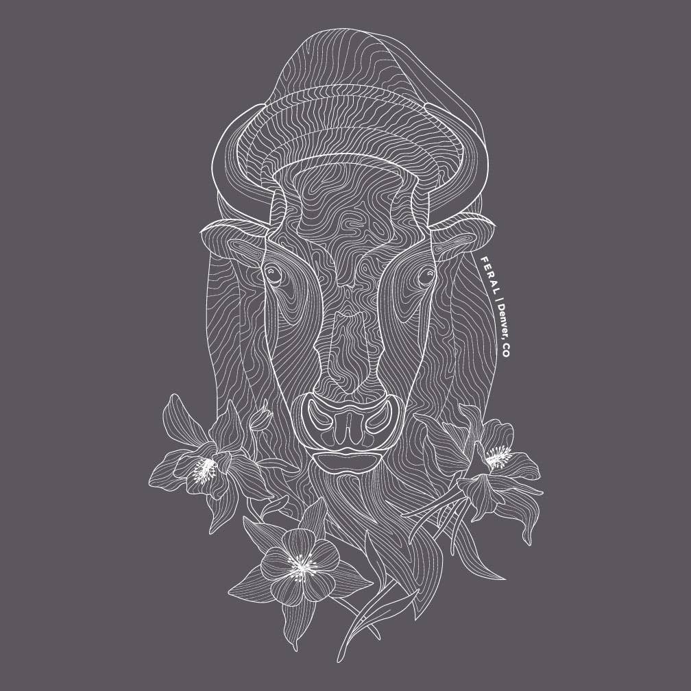 FERAL - Wholesale Graphic Sweatshirt - Unisex - Bison and Columbine Long Sleeve Crew Sweatshirt1