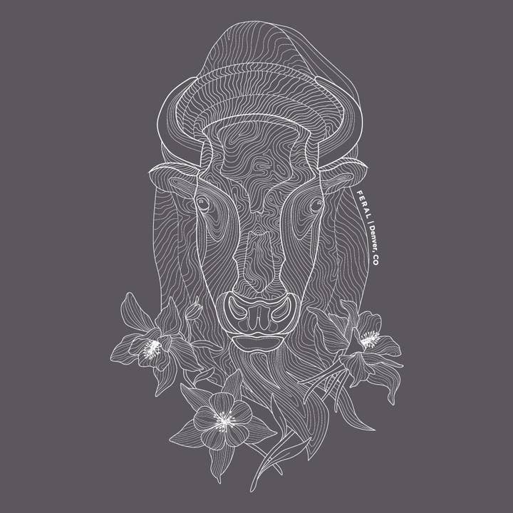 FERAL - Wholesale Graphic Sweatshirt - Unisex - Bison and Columbine Long Sleeve Crew Sweatshirt1