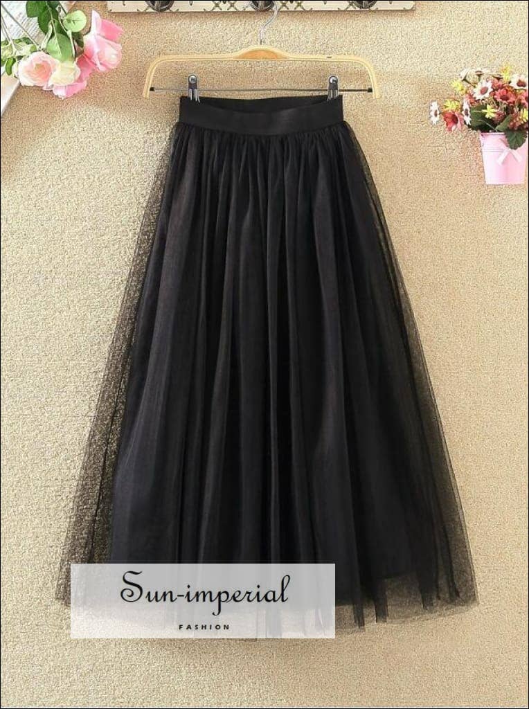 Sun Imperial - Wholesale Skirt - Women's - Long Tulle Mesh Skirt High Waist - Pleated Tutu Design0