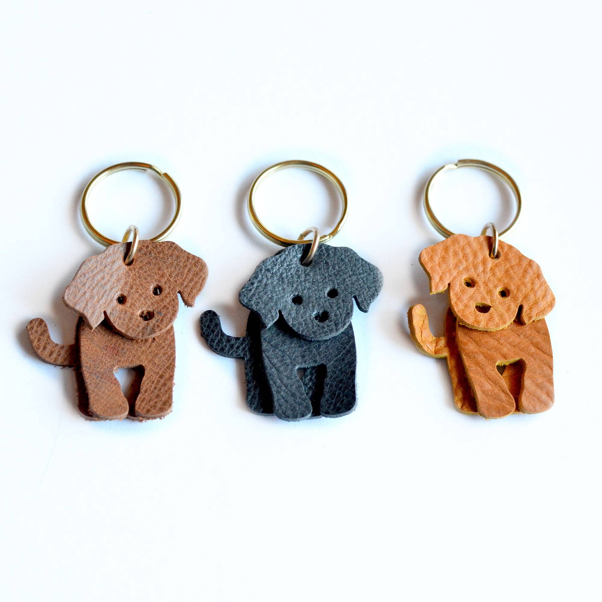 Moss Bags - Wholesale Keychain - Unisex - Doodle Dog Leather Key Ring - PEBBLED + SOFT Gift Under $201