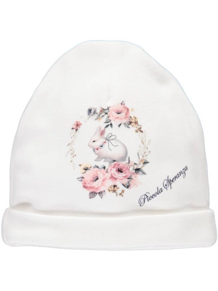 Gorra blanca con estampado de conejo para venta al por mayor de Piccola Speranza
