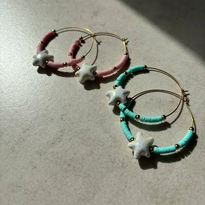 OE! - Wholesale Hoop Earrings - SEA BREEZE - cerchi con stelle marine in ceramica vietrese4