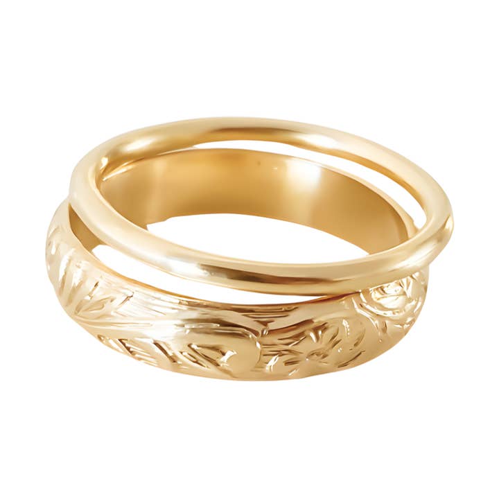 Conjunto de Anillos Florales - Chapado en Oro para venta al por mayor de Rune and Light