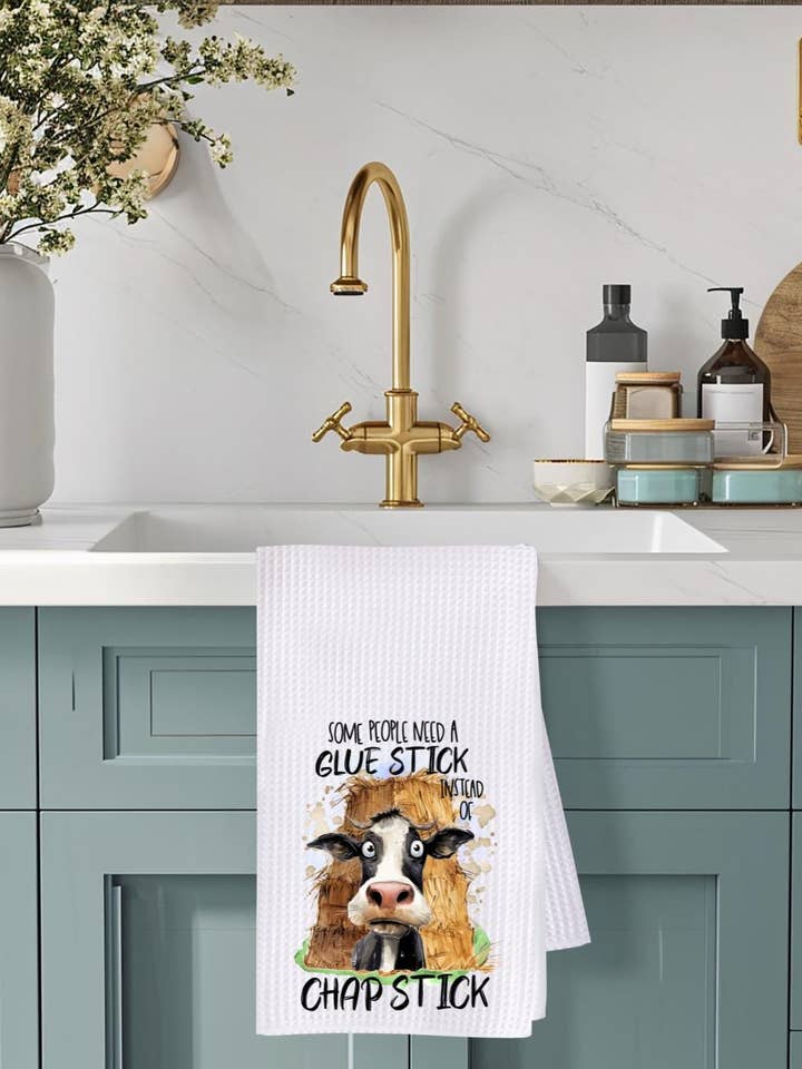 Rolig ko mikrofiber kökshandduk med våffelväv för wholesale av Saints Place Designs