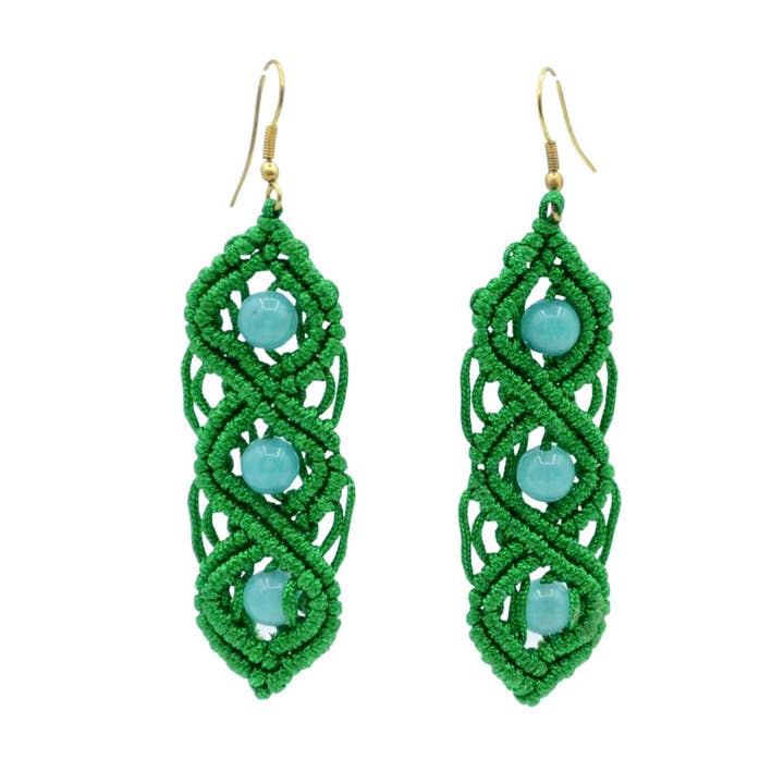 Wave Macrame Earrings for wholesale by Didi Bahini Fair Trade