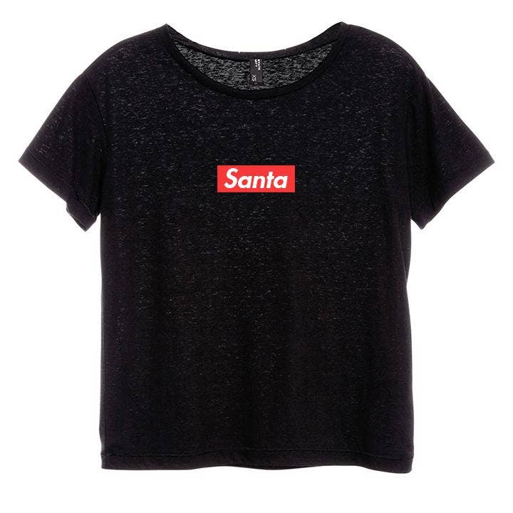 Private Party - Wholesale Screen Printed T-Shirt - Women's - SANTA BOX LOGO [DISTRESSED WOMEN'S 'BABY TEE']0