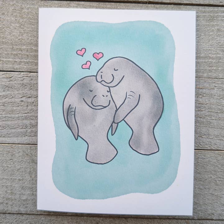 Manatee Kärlekskort med Bakgrund för wholesale av Ink Delights