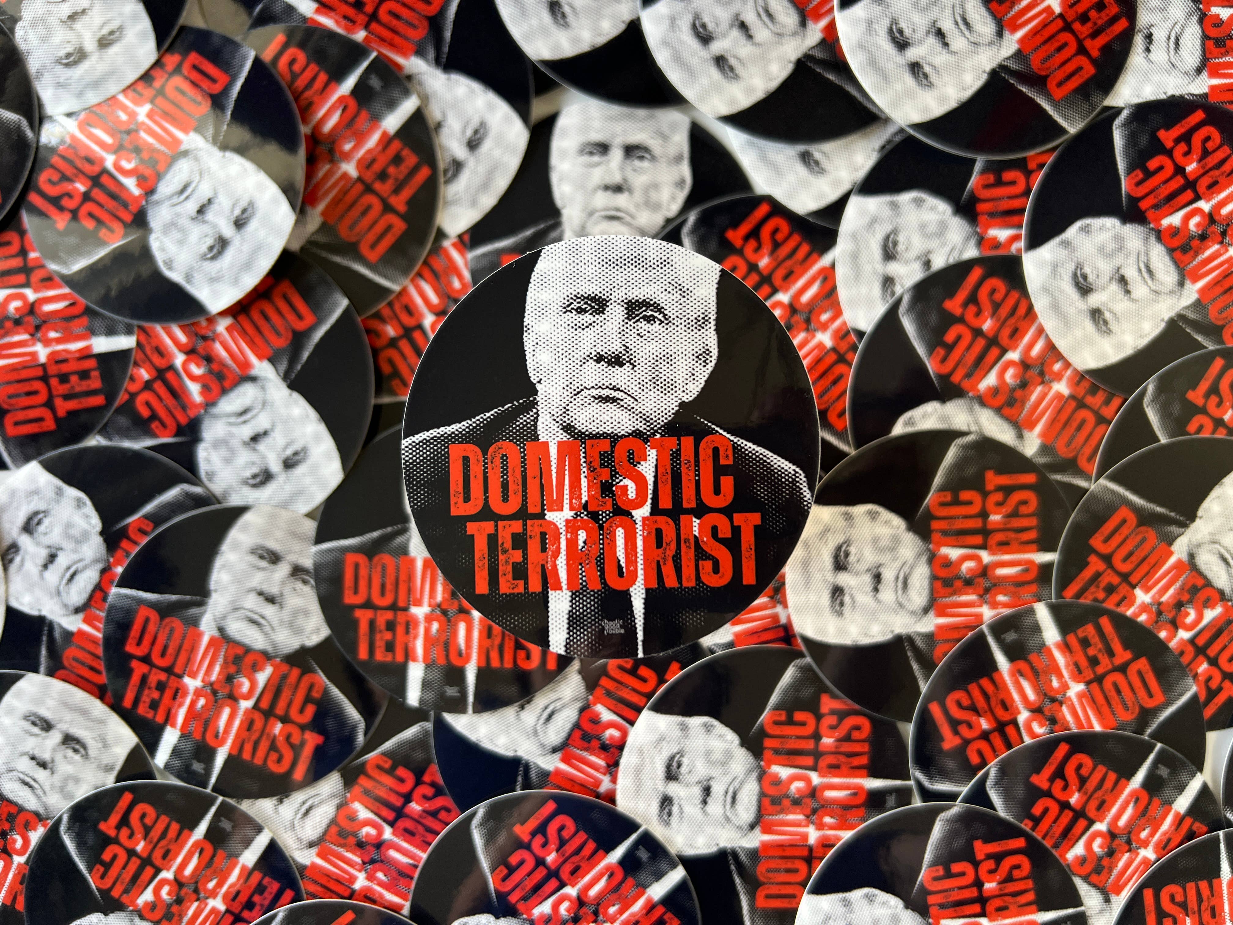 Chaos Engine (formerly Eyedot Creative) - Wholesale Sticker - Domestic Terrorist - anti-Trump vinyl sticker2