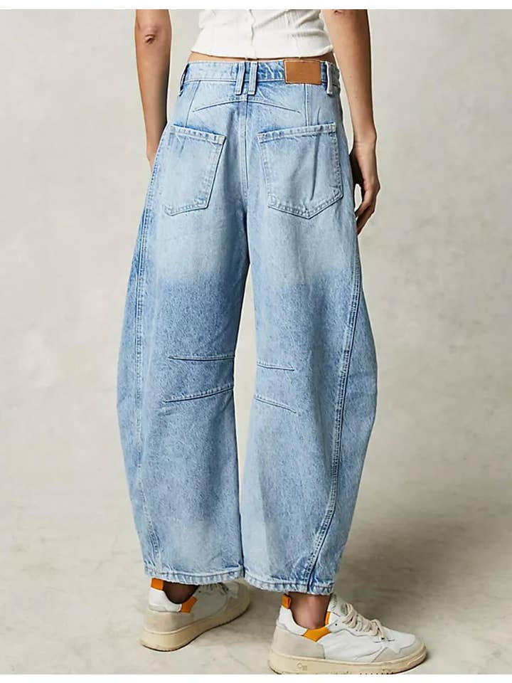 Sweetkama - Wholesale Jeans - Women's - Ladies Mid Rise Wide Leg Barrel Jeans SKP522