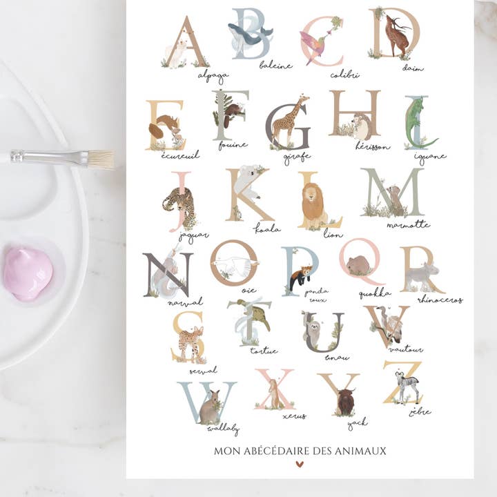 Unjourmaman illustrations - Wholesale Poster - Affiche abécédaire des animaux1