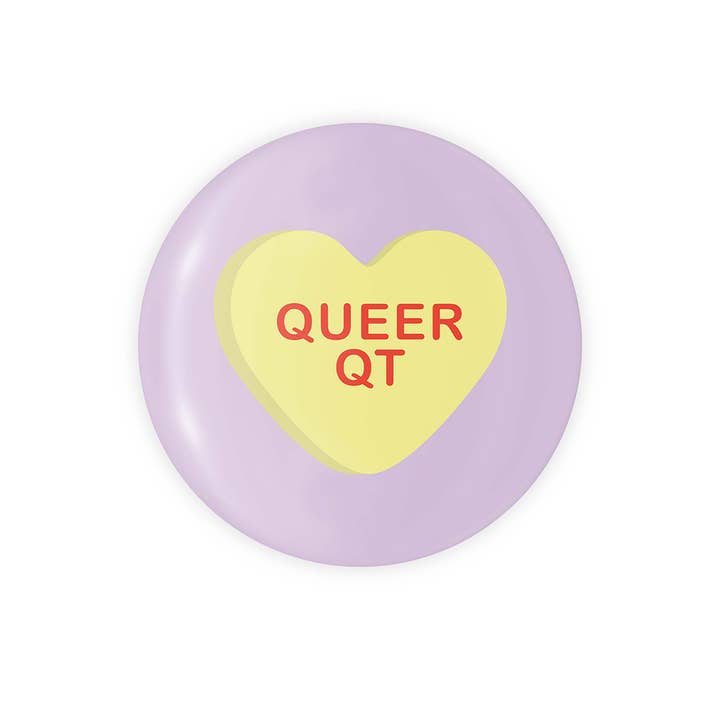 The Little Gay Shop - Wholesale Lapel Pin/Button - Queer QT Candy Heart - 1.25" Button