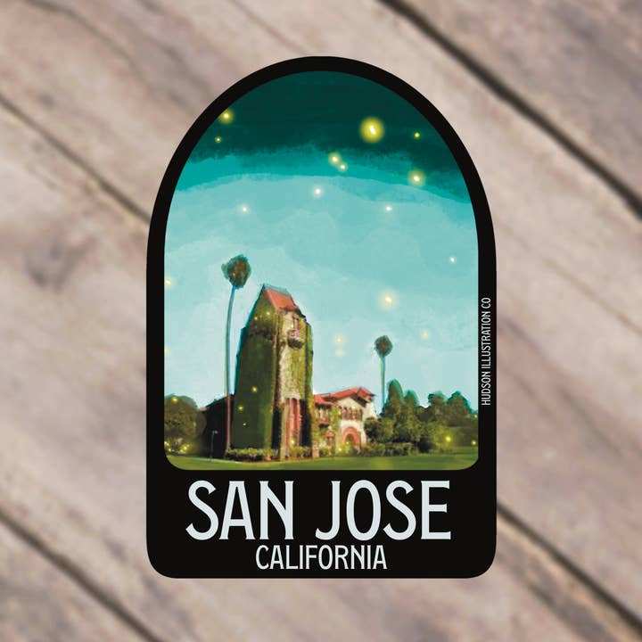San Jose California klistermärke/magnet/tryck/vykort för wholesale av Hudson Illustration Co - About Town Co
