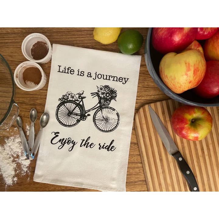 Life Is a Journey - Enjoy the Ride - Screen Printed..30x30" for wholesale by Bewilderberries