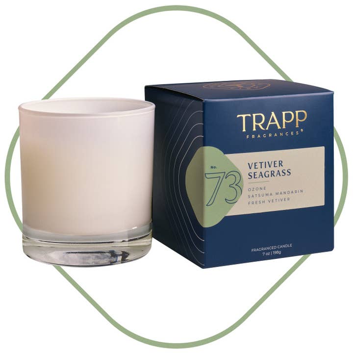 No. 73 Vetiver Seagrass 7 oz. Candle in Signature Box for wholesale by Trapp Fragrances