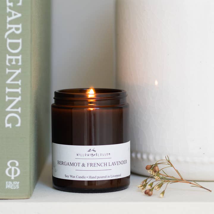 Willow & Blossom Botanicals - Vente Bougie en bocal - Grande bougie 180ml Bergamote & Lavande française