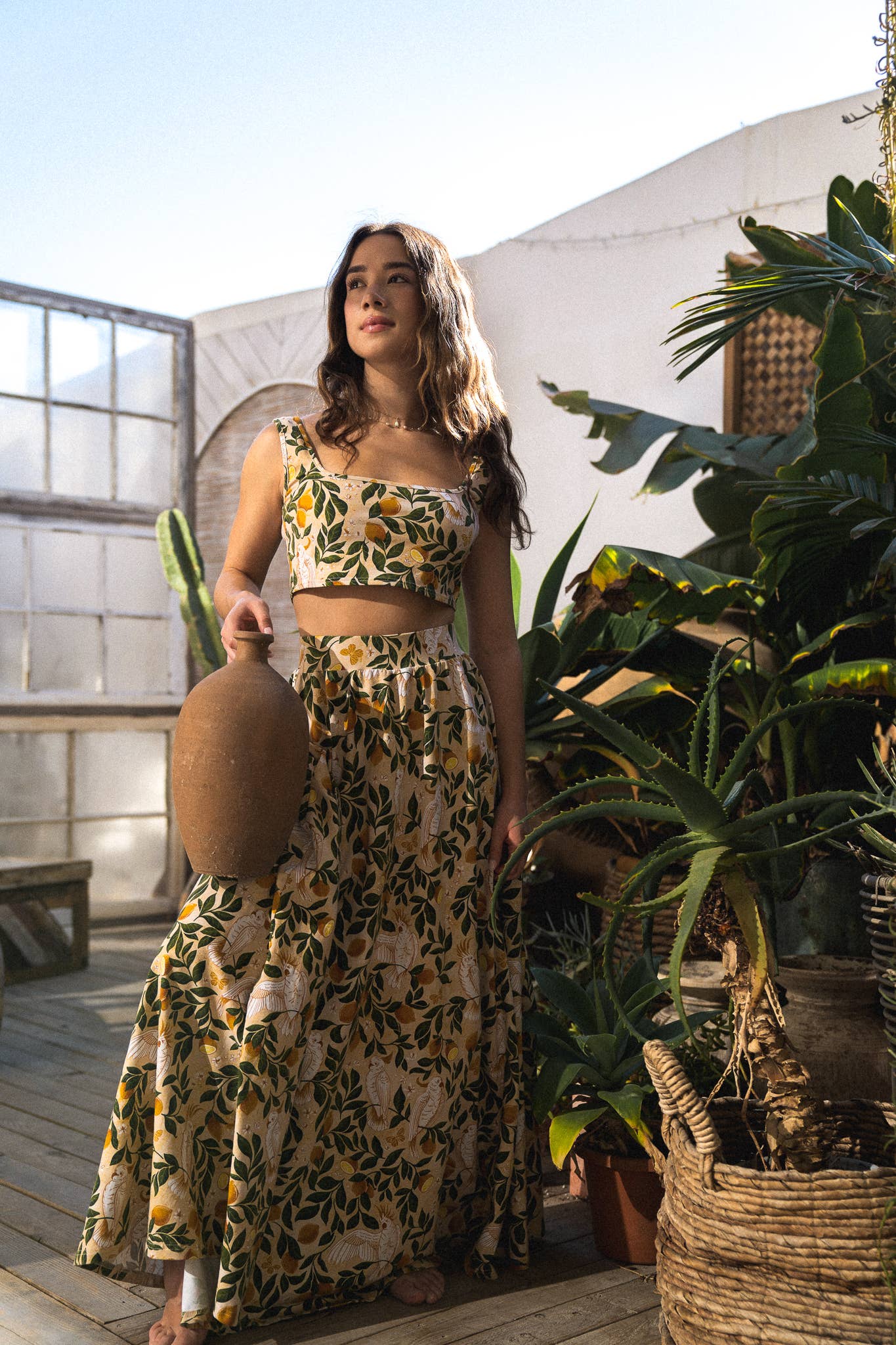 Sun & Sanctuary - Wholesale Skirt - Women's - Palisades Maxi Skirt in Yellow Cockatoos1