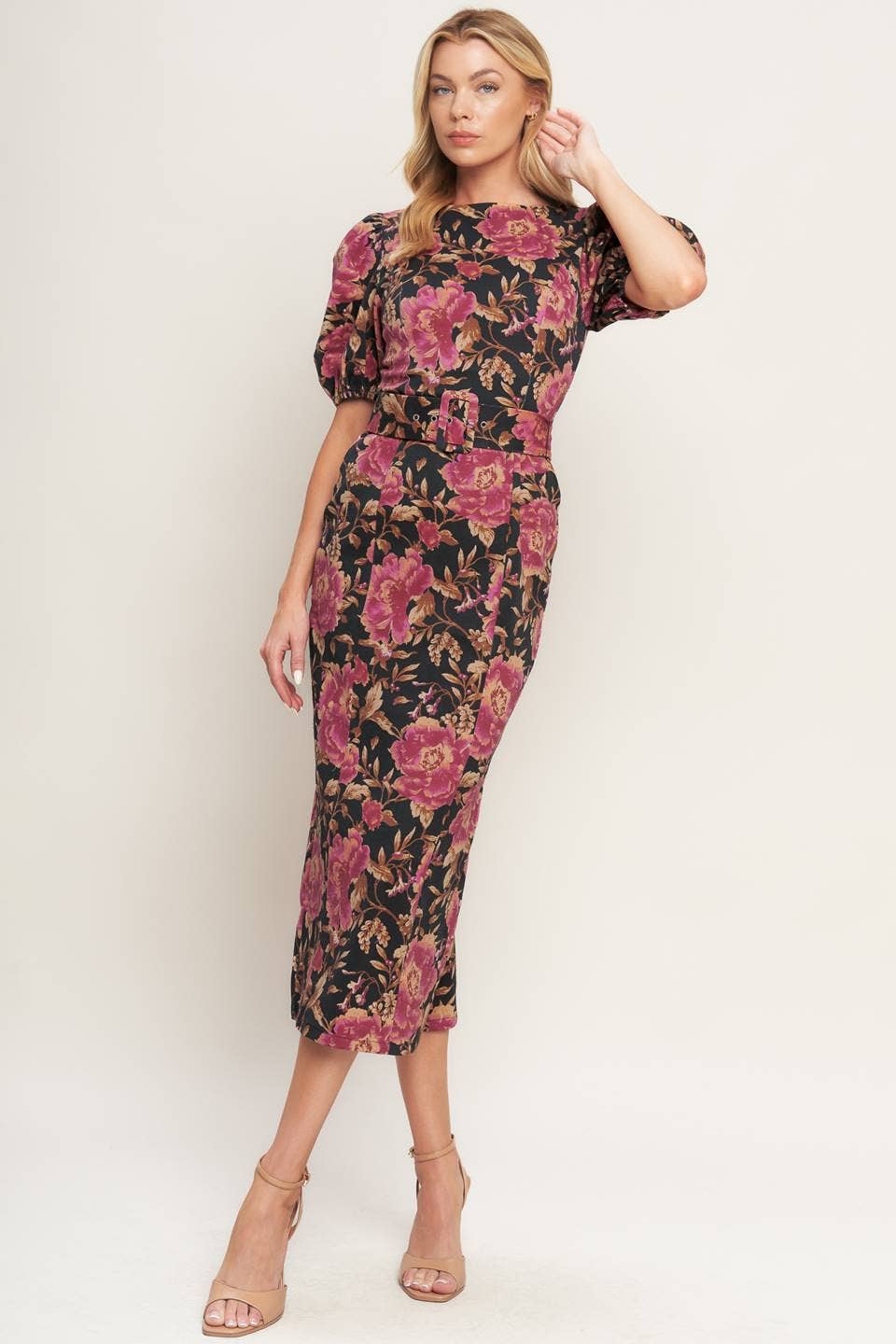 Black A printed woven midi dress - ID23128 for wholesale on Faire
