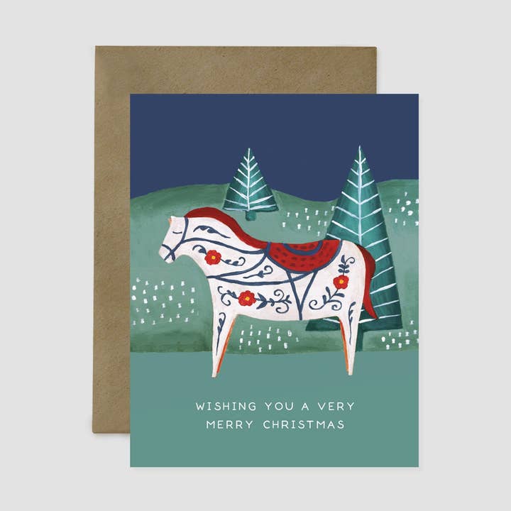 Je vous souhaite un très joyeux Noël, Scandi Horse pour la vente par Nordic Fox Design Co.