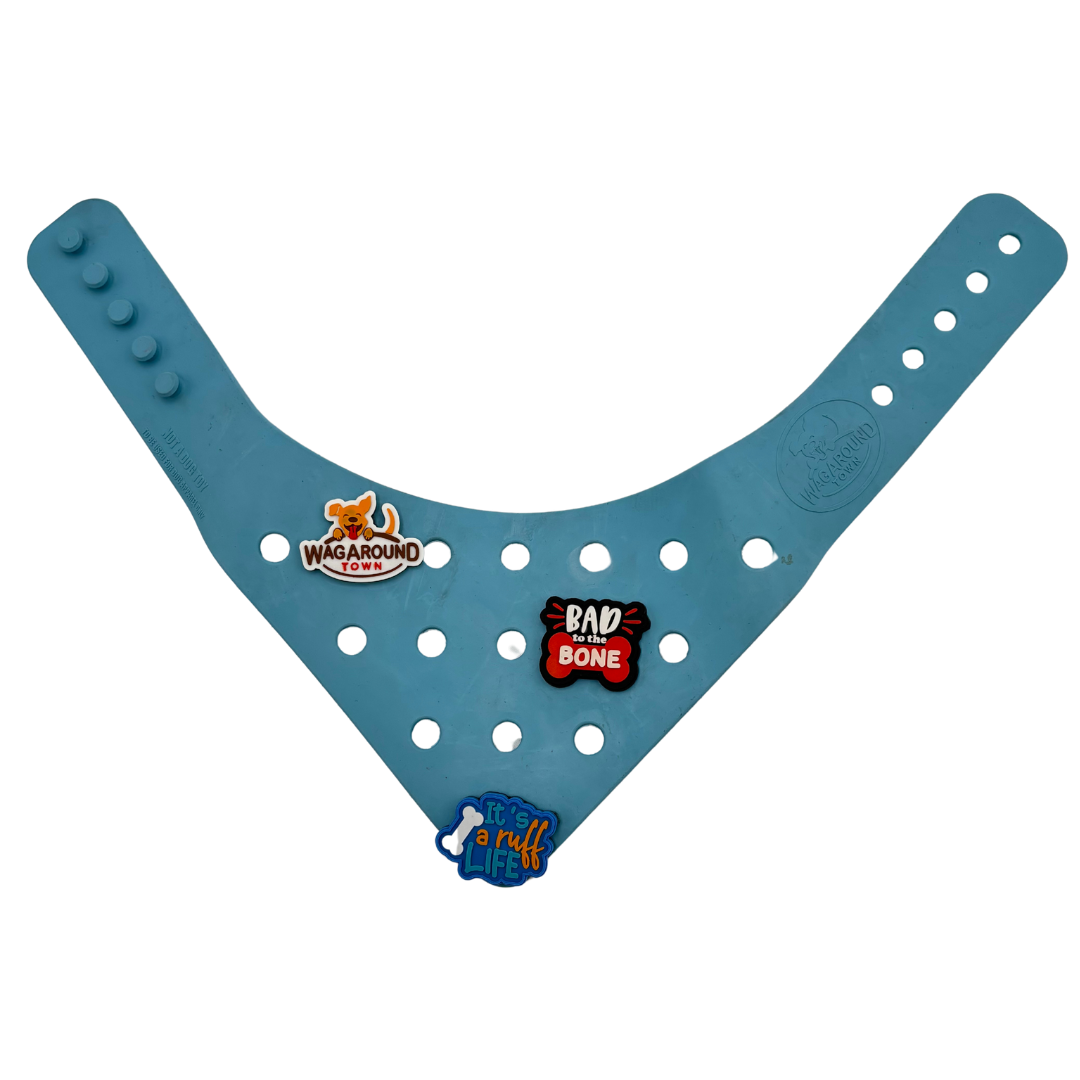 Wag Around Town - Wholesale Pet Bandana - Dog - Charmdana- Light Weight- Blue - Rubber Dog Bandana with Charms!4