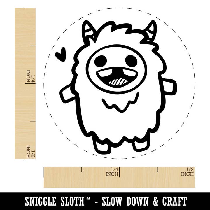 Excited Happy Kawaii Chibi Yeti Self-Inking Rubber Stamp for Stamping Crafting Planners for wholesale by Sniggle Sloth