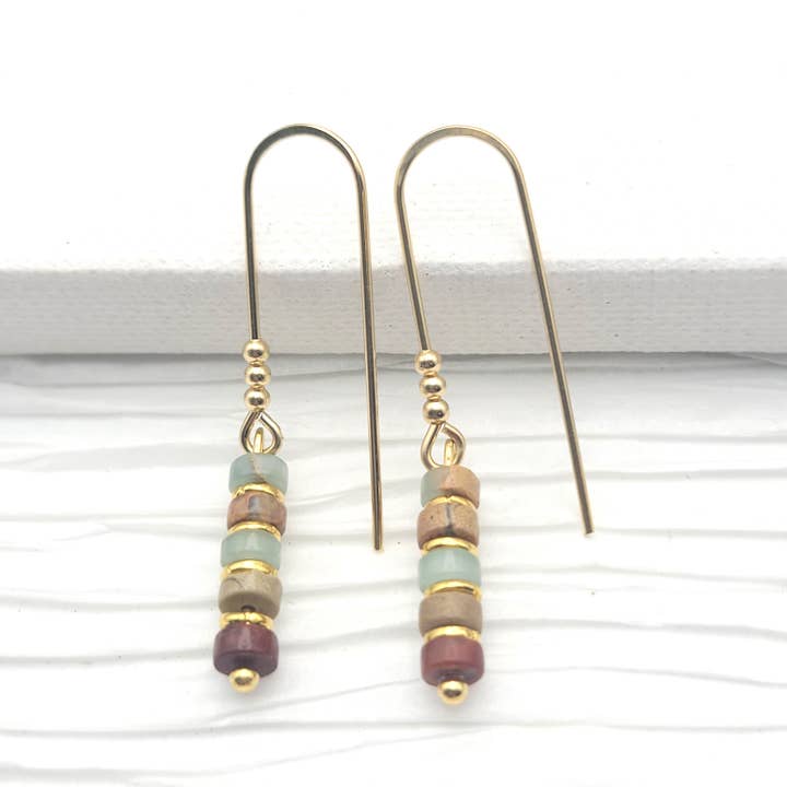 Bijou by SAM - Wholesale Dangle Earrings - Earth Tone Beads and 14K Gold Filled Dangle Earrings1