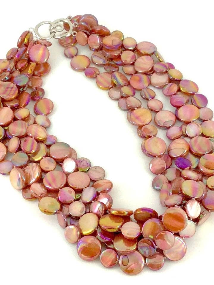 382046 - Salmon 5 Strand MOP Necklace for wholesale by Sea Lily