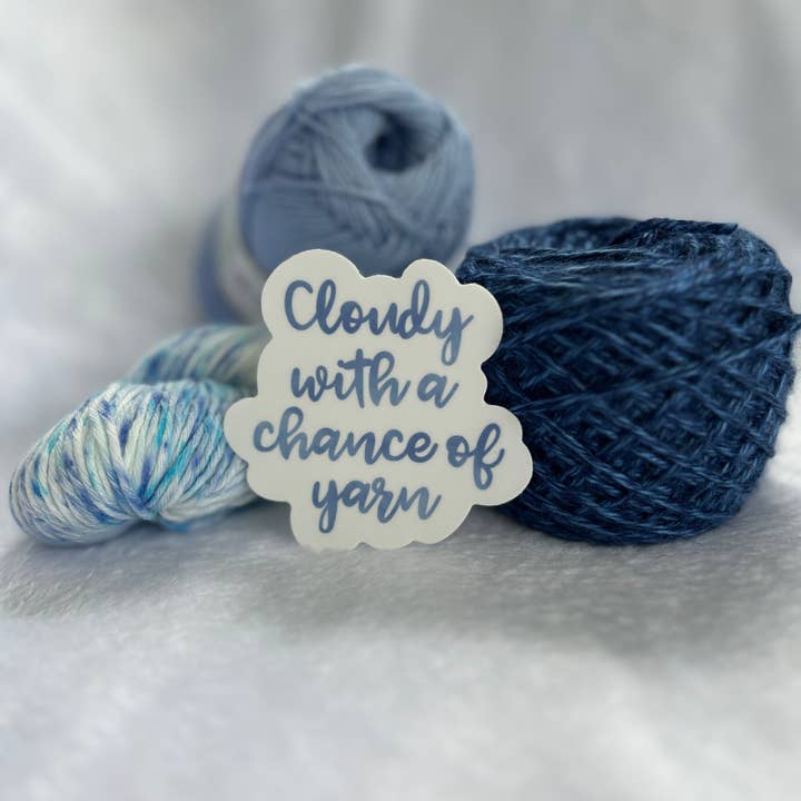 Cloudy With a Chance of Yarn Sticker for wholesale by The Hookshelf