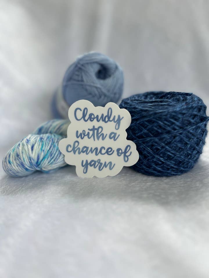 Cloudy With a Chance of Yarn Sticker for wholesale by The Hookshelf