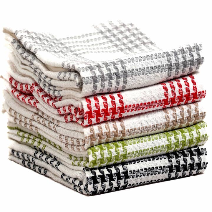 Pack of 5 Houndstooth Tea Towels for wholesale by LOOMWORKS LTD
