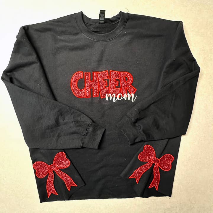 Bow Split Hem Sweatshirt - Cheer Mom for wholesale by Cuts 'n Stitches