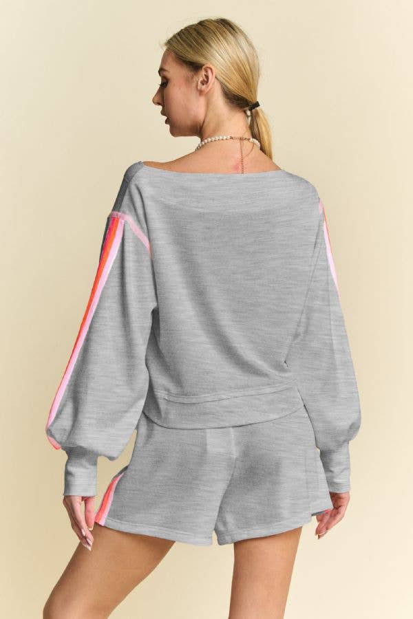 Davi & Dani - Vente Ensemble haut et pantalon (PAS d'intérieur) - Femme - ENSEMBLE HAUT À MANCHES LONGUES À RAYURES PAILLETÉES ET SHORT3