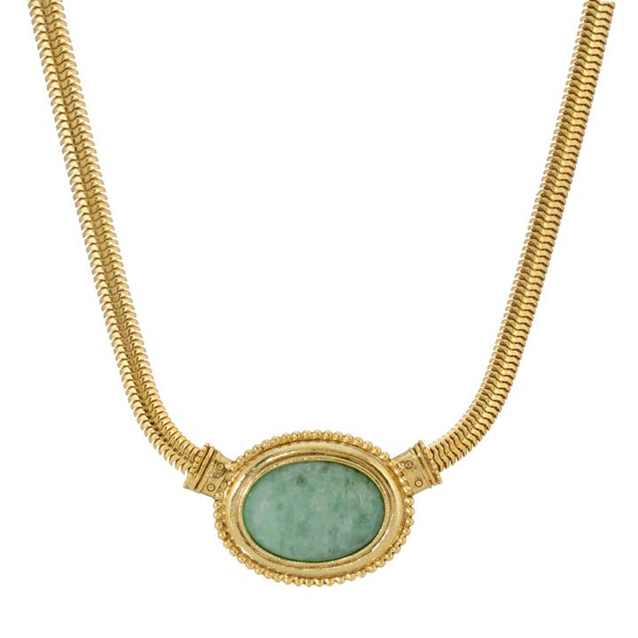 1928 Jewelry Oval Semi Precious Necklace 16" for wholesale by 1928 Jewelry
