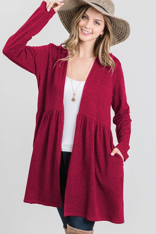 HEIMISH - Vente Cardigan – femme - CARDIGAN OUVERT À VOLANTS UNI EJ5007S AVEC POCHE LATÉRALE6
