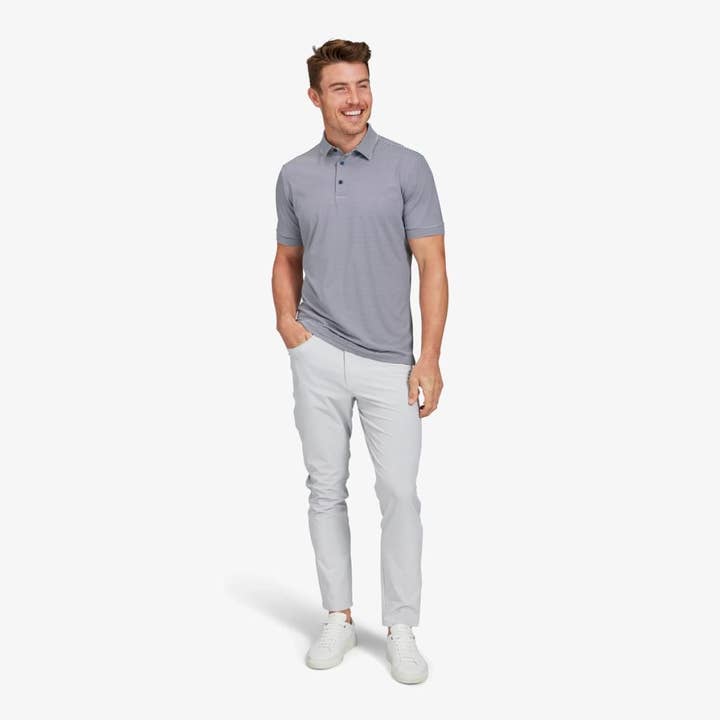 Versa SS Polo - Navy White Stripe for wholesale by Mizzen+Main