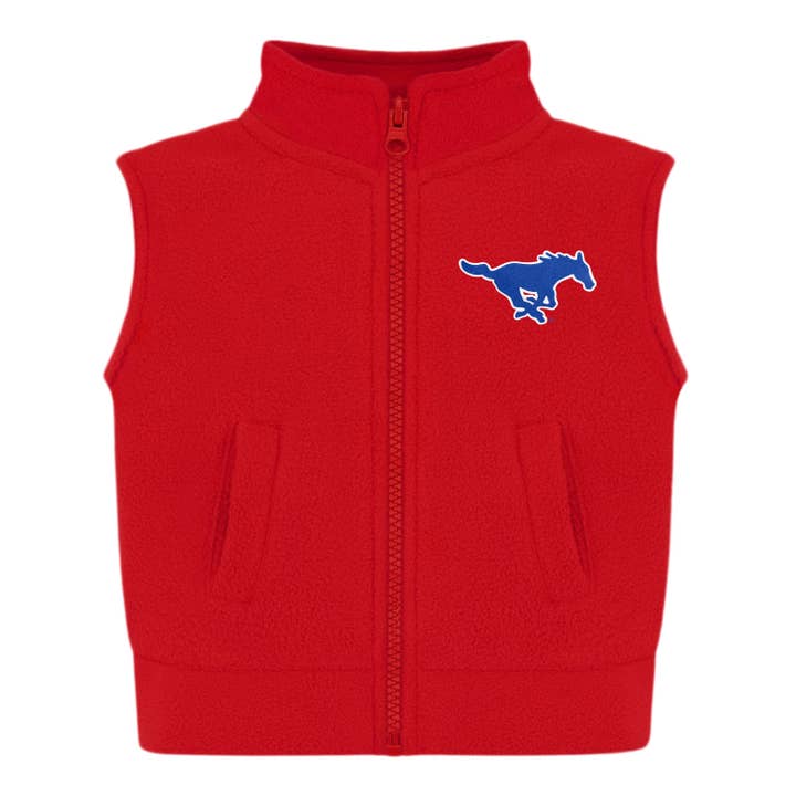 SMU Mustangs Kids Polar Fleece Vest for wholesale by Creative Knitwear