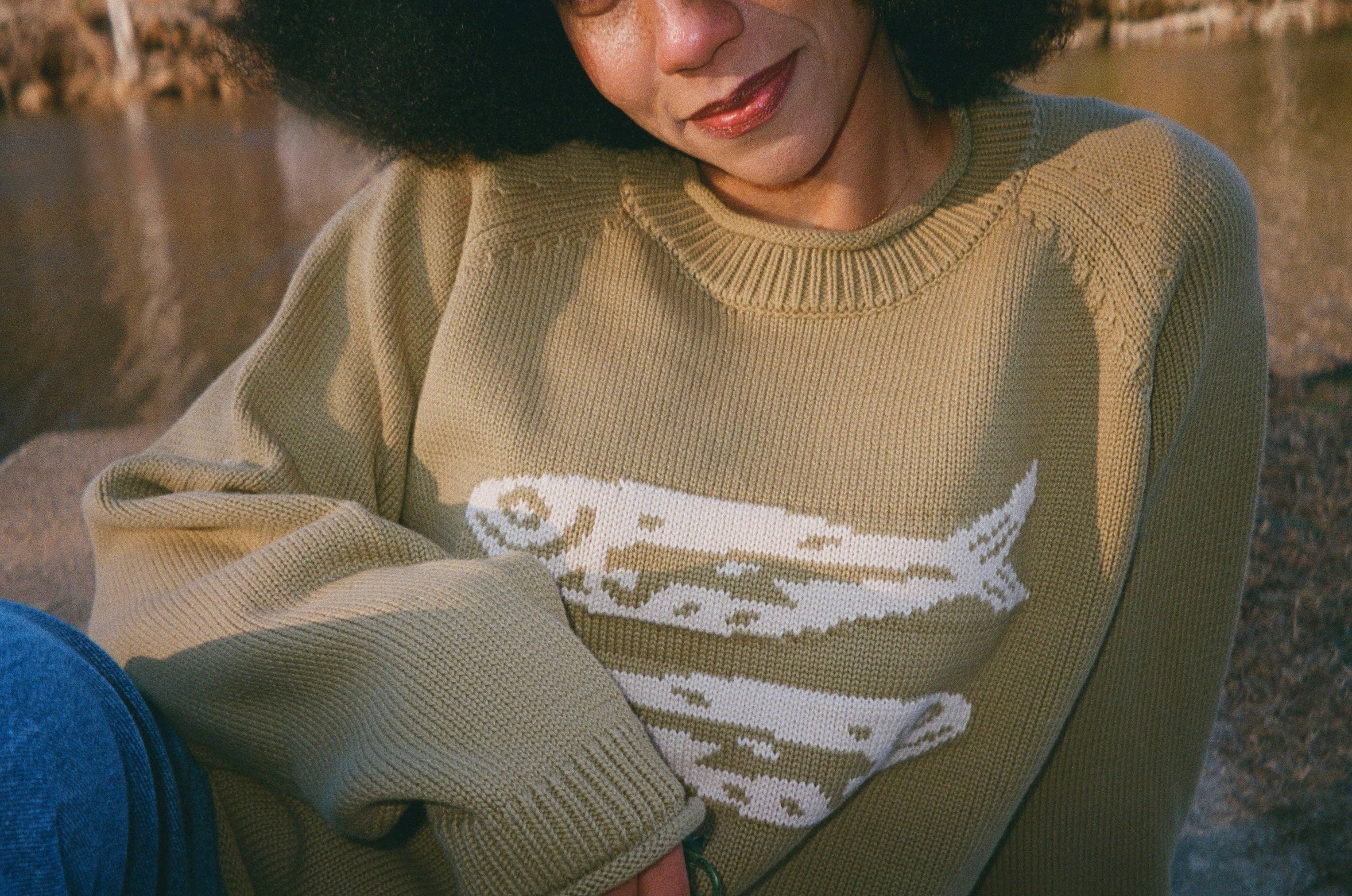 Beaten Path Co - Wholesale Knit Sweater - Unisex - GREEN COTTON FISH SWEATER19