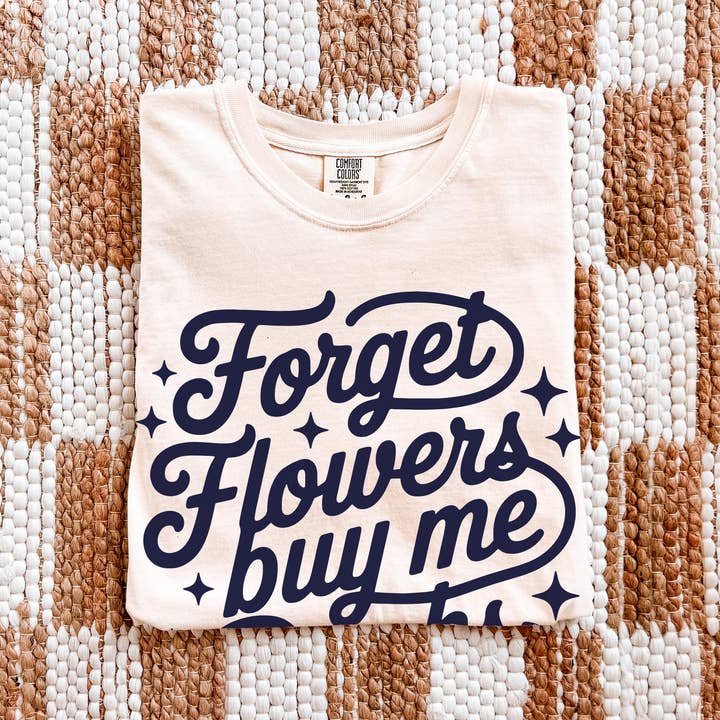 Keen Bee Studio - Wholesale Screen Printed T-Shirt - Unisex - Forget Flowers Buy Me Books Reading Unisex Garment-Dyed Heavyweight T-shirt1