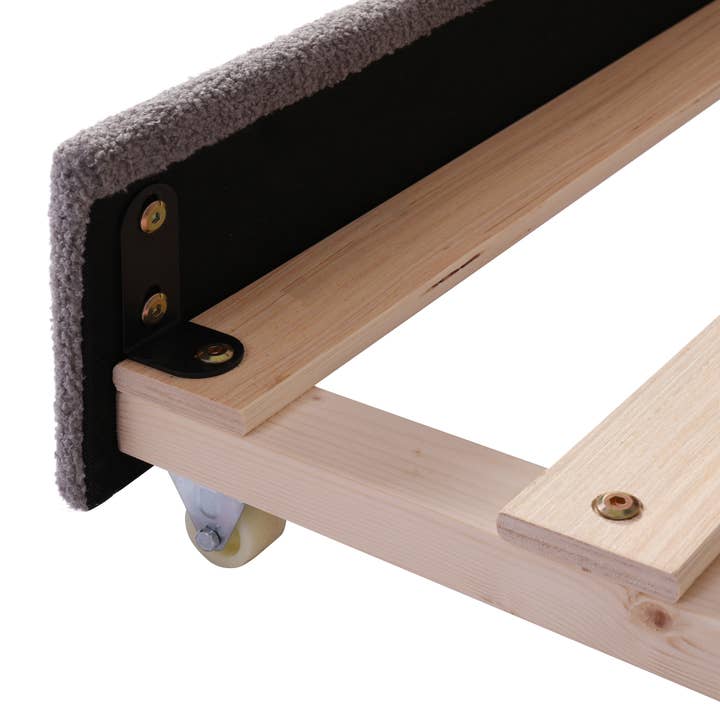 Gray Teddy Fleece Upholstered Daybed with Light and Trundle for wholesale on Faire12