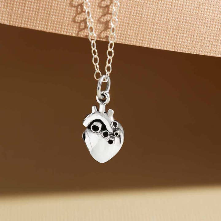 Nina Designs - Wholesale Pendant/Charm Necklace - Sterling Silver or Bronze 3D Anatomical Heart Necklace