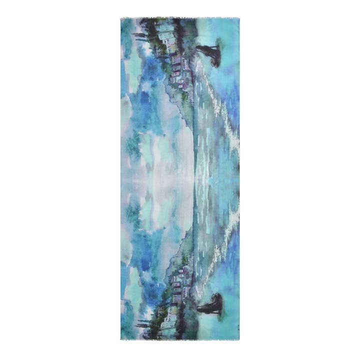 Rianne Painterly Landscape Beach Scarf for wholesale by Dupatta Designs