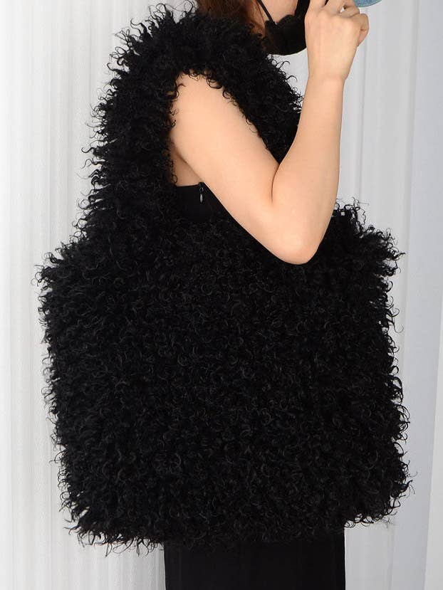 Ladies Faux Mongolian Fur Looking Tote Bag SKAB4092 for wholesale by Sweetkama