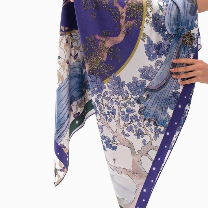 CouCoon Atelier – wholesale Halsduk - Dam – Saga - lila grön sidenscarf5