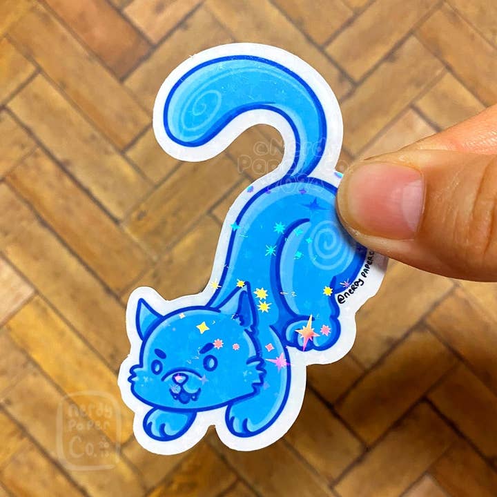Kattväktare - Handritad Vattentät Holo Vinylklistermärke för wholesale av NERDY PAPER CO.