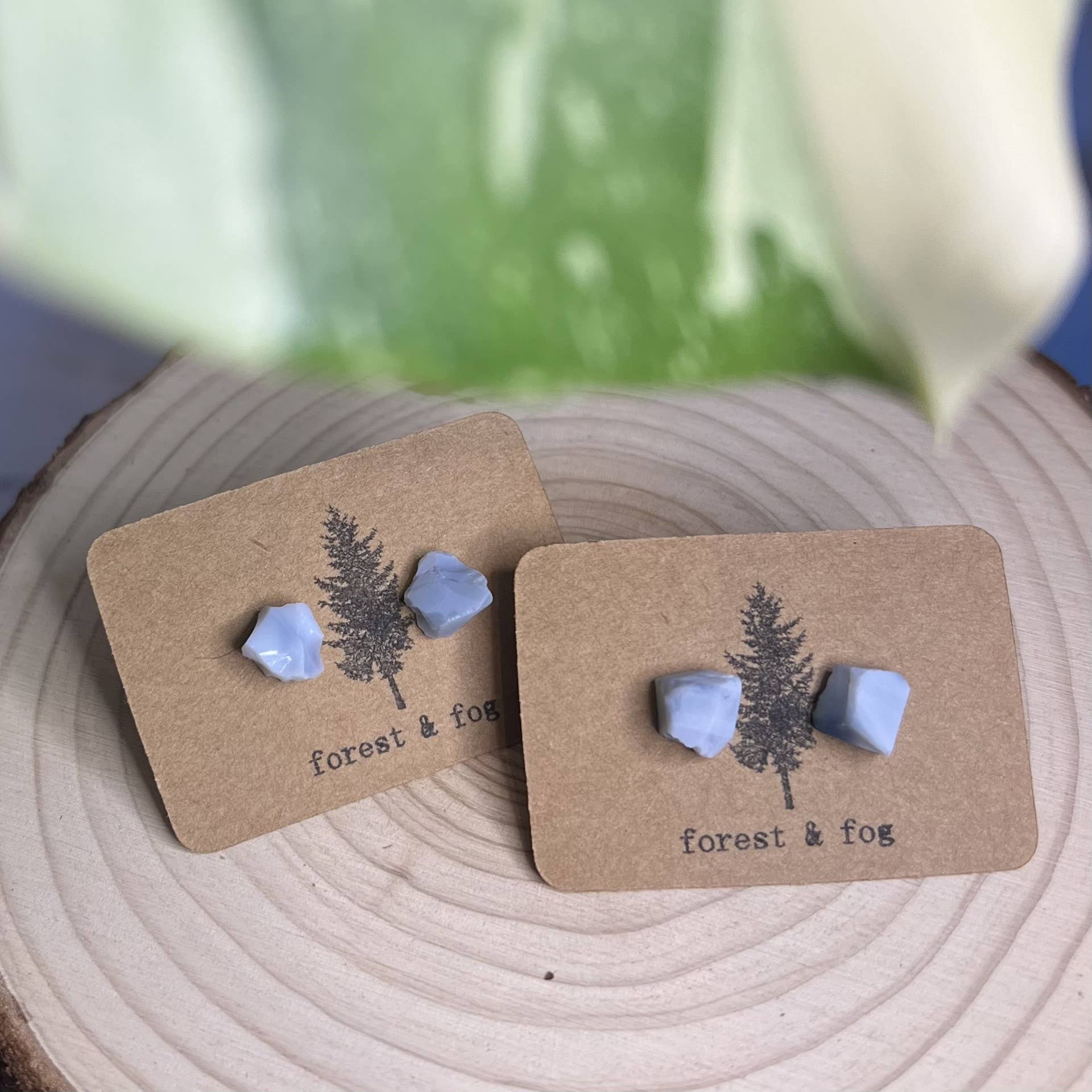 forest & fog - Wholesale Stud/Post Earrings - Raw Blue Opal Gemstone Stud Earrings1