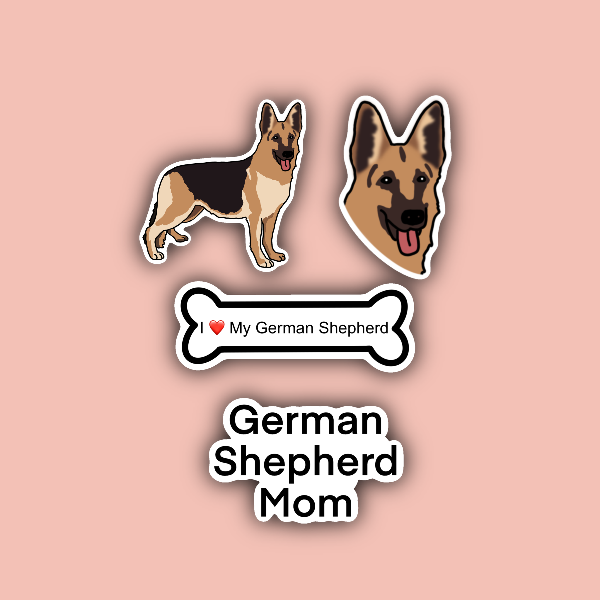 Delmarva Stickers - Wholesale Sticker - German Shepherd Sticker Pack - 4 Waterproof Sticker0