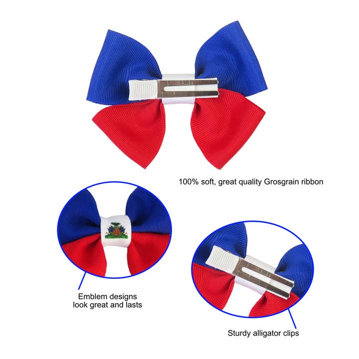 QXP Shop - Vendita all'ingrosso Fiocco per capelli - Bambini - Fiocco per capelli con bandiera Haiti2