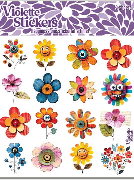 K336 Happyface Flower Stickers for wholesale by Violette Stickers