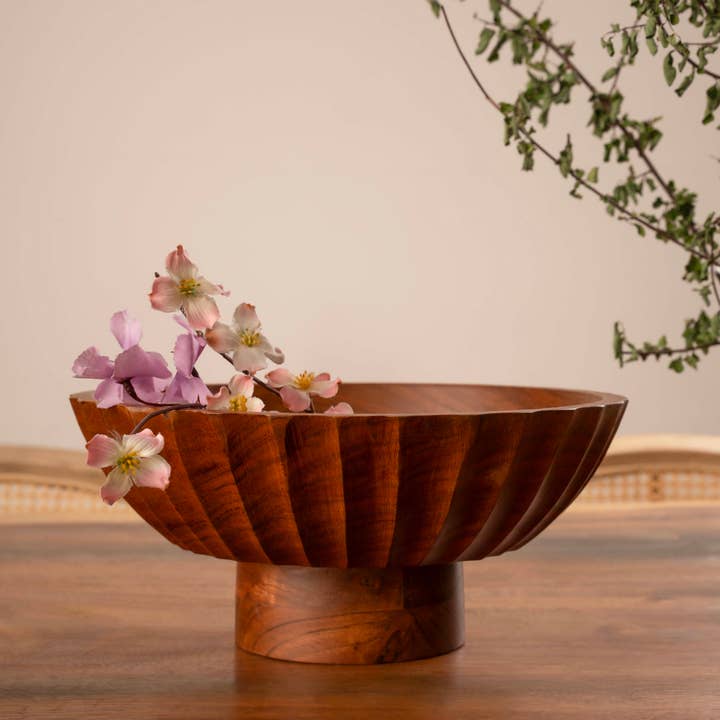 LuxeDesigns Co LLC - Wholesale Bowl - Acacia Wood Footed Bowl– Handcrafted Decorative Fruit Bowl7