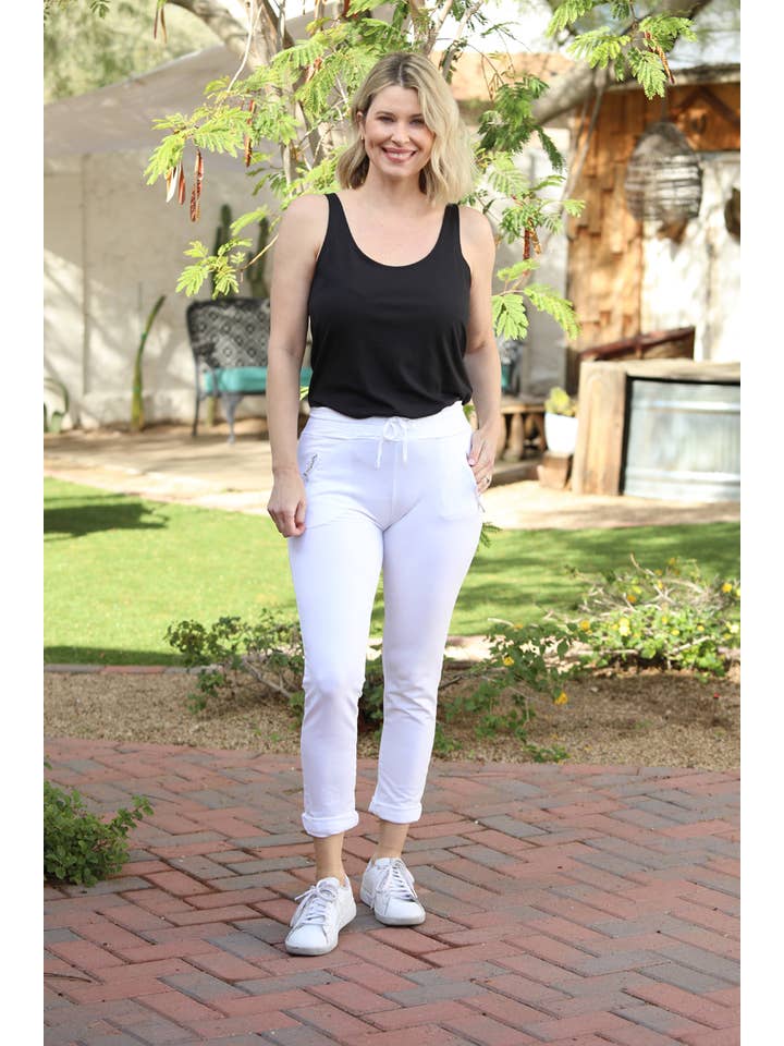 Nostalgia - Vente Pantalon d'intérieur/de jogging – femme - JOGG DE JOGGING EN TISSU ÉPONGE NP746-ASIS AVEC LIEN À NOUER SUR LE DEVANT ET POCHE ZIPPÉE7