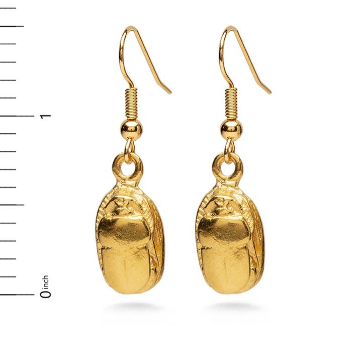 Discoveries, Inc. - Wholesale Dangle Earrings - Egyptian Scarab Earrings - Gold Finish